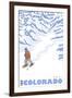 Stylized Snowshoer, Vail, Colorado-Lantern Press-Framed Art Print
