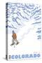 Stylized Snowshoer, Vail, Colorado-Lantern Press-Stretched Canvas
