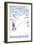 Stylized Snowshoer, Vail, Colorado-Lantern Press-Framed Art Print