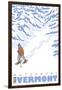 Stylized Snowshoer, Waterbury, Vermont-Lantern Press-Framed Art Print