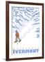 Stylized Snowshoer, Waterbury, Vermont-Lantern Press-Framed Art Print