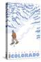 Stylized Snowshoer, Winter Park, Colorado-Lantern Press-Stretched Canvas