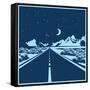 Stylized Vector Illustration of a Night Route through the Mountain Valley-Andrii Stepaniuk-Framed Stretched Canvas