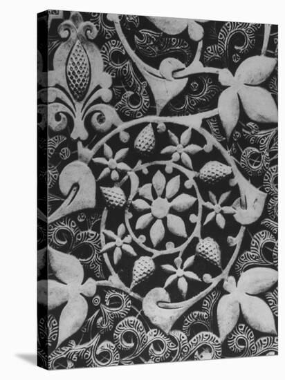 Stylized Vegetation Motif in a Stucco Panel in the Alhambra-David Lees-Stretched Canvas