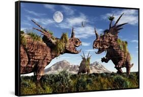 Styracosaurus Dinosaur Sculptures-null-Framed Stretched Canvas