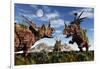 Styracosaurus Dinosaur Sculptures-null-Framed Art Print