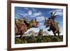 Styracosaurus Dinosaur Sculptures-null-Framed Art Print