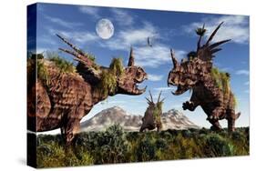 Styracosaurus Dinosaur Sculptures-null-Stretched Canvas