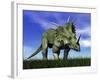 Styracosaurus Dinosaur Walking in the Grass-null-Framed Art Print