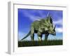 Styracosaurus Dinosaur Walking in the Grass-null-Framed Art Print