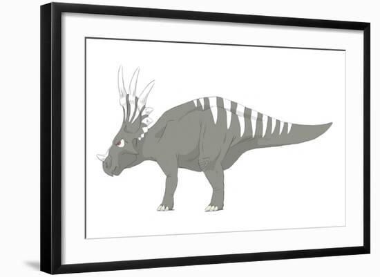 Styracosaurus Pencil Drawing with Digital Color-Stocktrek Images-Framed Art Print