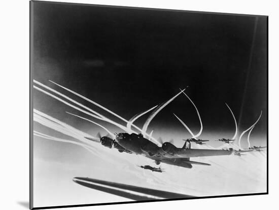 Sub-Stratospheric Vapor Trails of B-17 Flying Fortresses of the U.S. Army 8th Air Force-null-Mounted Photo