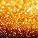 Gold Festive Background - Abstract Golden Christmas and New Year Bokeh Blinking Background-Subbotina Anna-Art Print