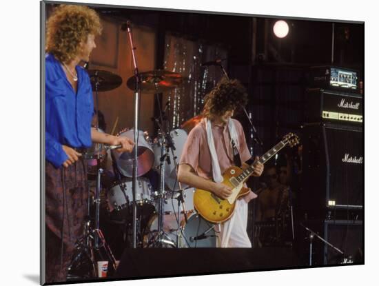 Subject: Jimmy Page and Robert Plant Formerly of Led Zeppelin Performing at Live Aid-David Mcgough-Mounted Premium Photographic Print