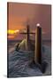 Submarine and Sunset-Lantern Press-Stretched Canvas