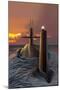 Submarine and Sunset-Lantern Press-Mounted Art Print