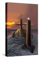 Submarine and Sunset-Lantern Press-Stretched Canvas