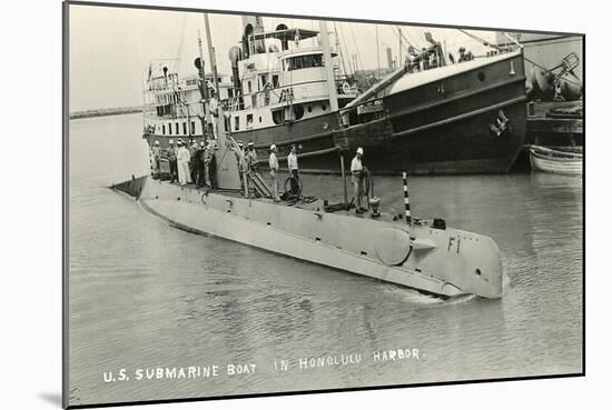 Submarine in Hololulu Harbor, Hawaii-null-Mounted Art Print