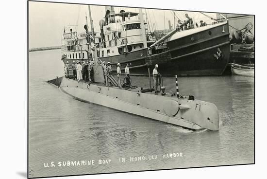 Submarine in Hololulu Harbor, Hawaii-null-Mounted Art Print