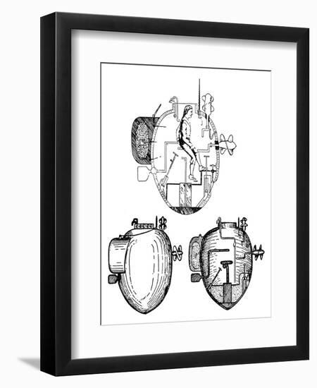 Submarine: Turtle, 1776-null-Framed Premium Giclee Print