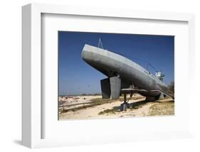 Submarine U995 in front of the Marine Memorial, Baltic Spa Town of Laboe, Germany-null-Framed Art Print