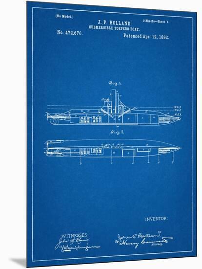 Submarine Vessel Patent-null-Mounted Art Print