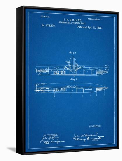 Submarine Vessel Patent-null-Framed Stretched Canvas