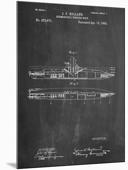 Submarine Vessel Patent-null-Mounted Art Print