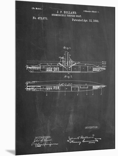 Submarine Vessel Patent-null-Mounted Art Print