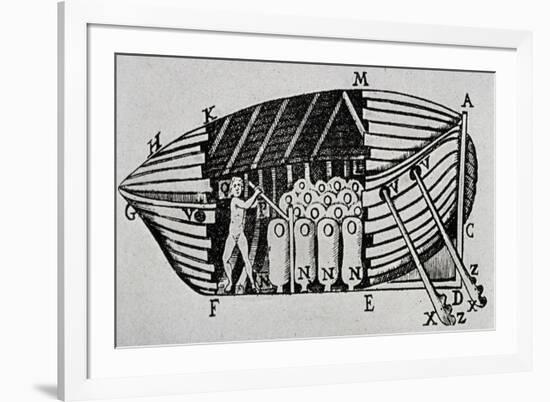 Submarine with Propulsion System, 1680, Designed by Giovanni Alfonso Borelli (1608-1679,-null-Framed Giclee Print
