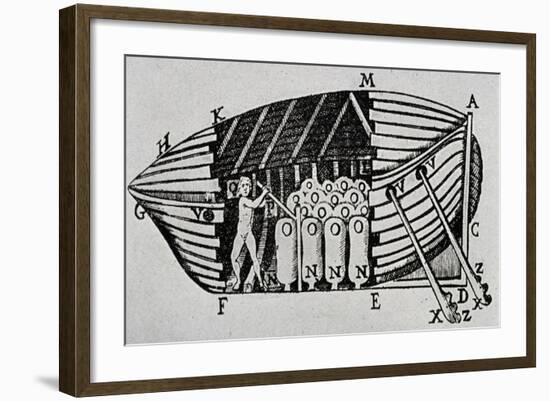 Submarine with Propulsion System, 1680, Designed by Giovanni Alfonso Borelli (1608-1679,-null-Framed Giclee Print