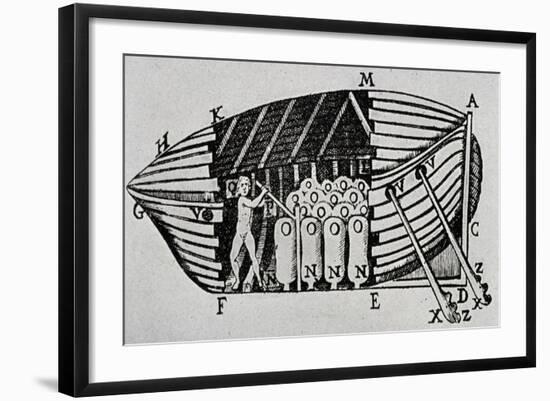 Submarine with Propulsion System, 1680, Designed by Giovanni Alfonso Borelli (1608-1679,-null-Framed Giclee Print