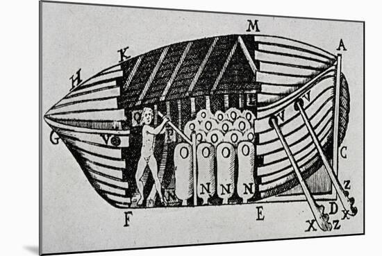 Submarine with Propulsion System, 1680, Designed by Giovanni Alfonso Borelli (1608-1679,-null-Mounted Giclee Print