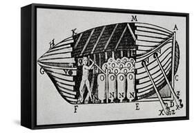 Submarine with Propulsion System, 1680, Designed by Giovanni Alfonso Borelli (1608-1679,-null-Framed Stretched Canvas