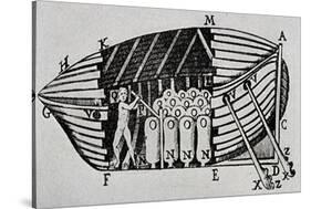 Submarine with Propulsion System, 1680, Designed by Giovanni Alfonso Borelli (1608-1679,-null-Stretched Canvas