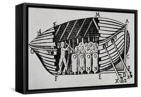 Submarine with Propulsion System, 1680, Designed by Giovanni Alfonso Borelli (1608-1679,-null-Framed Stretched Canvas