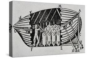 Submarine with Propulsion System, 1680, Designed by Giovanni Alfonso Borelli (1608-1679,-null-Stretched Canvas