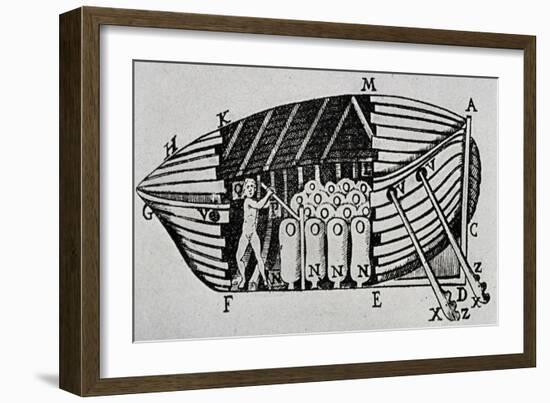 Submarine with Propulsion System, 1680, Designed by Giovanni Alfonso Borelli (1608-1679,-null-Framed Giclee Print