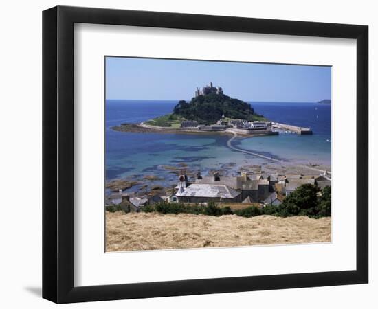 Submerged Causeway at High Tide, Seen Over Rooftops of Marazion, St. Michael's Mount, England-Tony Waltham-Framed Photographic Print