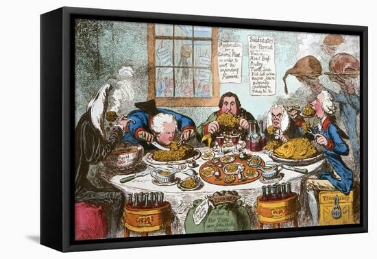 Substitutes for Bread, or Right Honourables Saving the Loaves and Dividing the Fishes, Published…-James Gillray-Framed Stretched Canvas