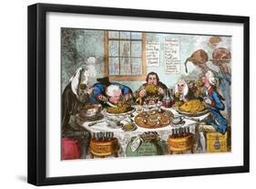 Substitutes for Bread, or Right Honourables Saving the Loaves and Dividing the Fishes, Published…-James Gillray-Framed Giclee Print