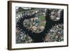 Suburban aerial of Surfers Paradise, Gold Coast City, Queensland, Australia-John Gollings-Framed Photo