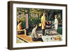 Suburban Barbecue, Retro-null-Framed Art Print