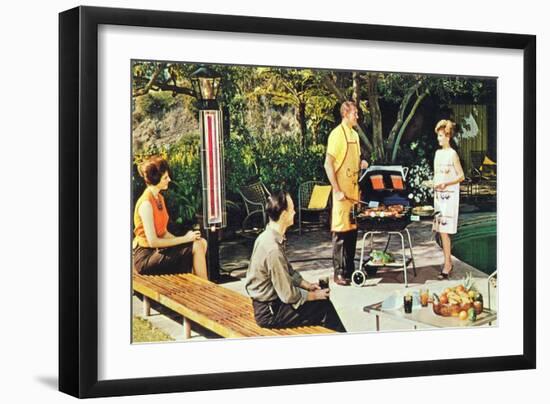 Suburban Barbecue, Retro-null-Framed Art Print