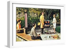 Suburban Barbecue, Retro-null-Framed Art Print