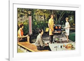 Suburban Barbecue, Retro-null-Framed Premium Giclee Print