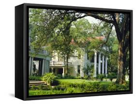 Suburban House in Antibellum Style of Architecture, Mobile, Alabama, USA-Anthony Waltham-Framed Stretched Canvas