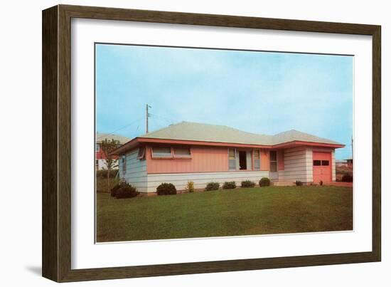 Suburban House, Retro-null-Framed Art Print