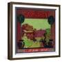 Suburban Orange Label - Lindsay, CA-Lantern Press-Framed Art Print