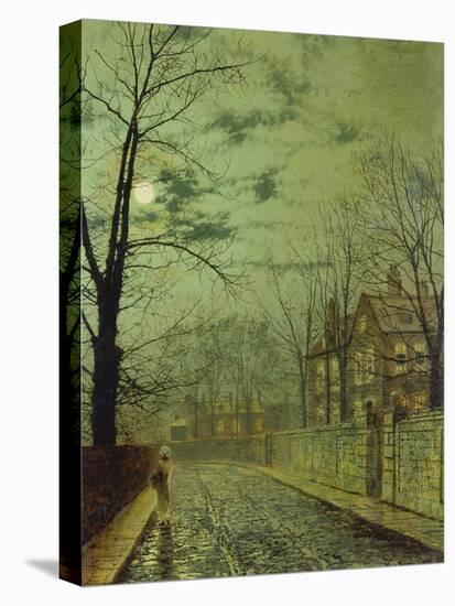 Suburban Street by Moonshine-John Atkinson Grimshaw-Stretched Canvas